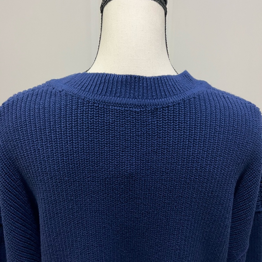 NWT Banana Republic Deep Blue Crew Neck 100% Organic cotton oversized sweater - Picture 9 of 10